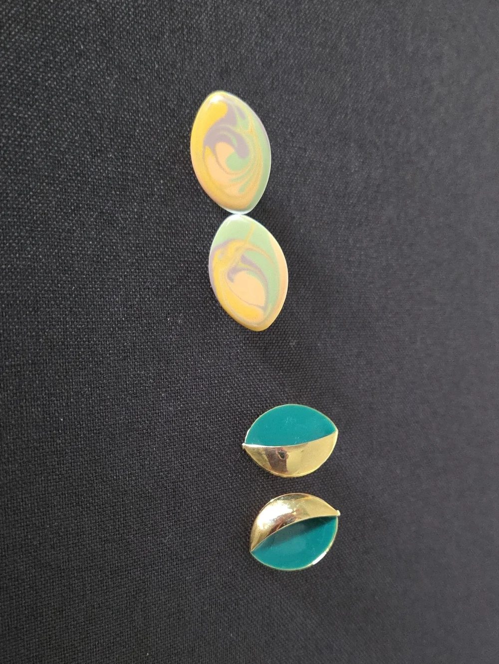 Gold and Teal Leaf Stud Earrings - Women Jewelry